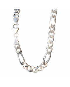 6,0 mm 925 Sterlingsilber massive Silberkette Figarokette diamantiert 45/50/55/60 cm - elegante Silberkette Damen und Herren Juwelier Qualität - Made in Germany