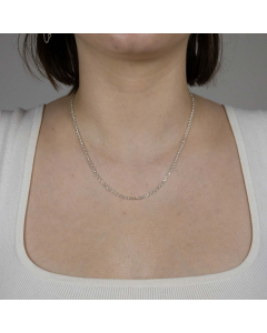 2,1 mm 925 Sterlingsilber Ankerkette diamantiert massiv Silber hochwertige Halskette - Länge nach Wahl