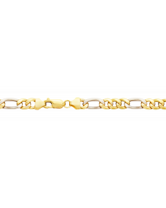5,7 mm 21 cm 333 - 8 Karat Gold Armkette Figarokette innen hohl zweifarbig Gelbgold und Weißgold 5,2 g