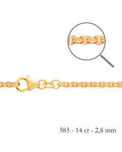 2,8 mm 18,5 cm 585 - 14 Karat Gold Armkette Ankerkette rund massiv Gold hochwertige Goldkette 4 g