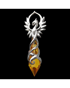 Anne Stokes Kristallhüter Phönixflamme Anhänger Schmuck mit Kette; Phönix; Vogel - Drachen , Fantasie - 20x54mm