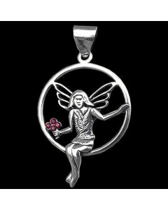 Anmutige Elfe Schmuck Anhänger 925er Silber - Elfen Feen - 45x26mm