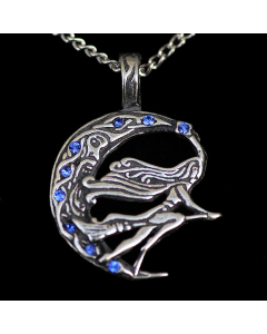 Freya Anhänger Schmuck Wikinger 37x28mm Mond Wikinger Swarovski Kristalle +Kette