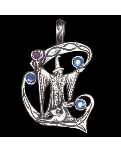28.95 Zauberer Anhänger Schmuck Hexen 42x27mm Wikinger Swarovski Kristalle + 909-FI52 Wikinger Anhänger aus Silber