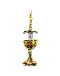 Schwert und Kelch Anhänger Schmuck - Ankh , Mittelalter - 10x42mm