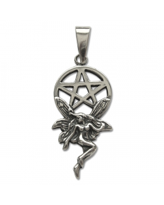 Elfe mit Pentagramm Schmuck Anhänger 925er Silber - Pentagramm - 34x16mm