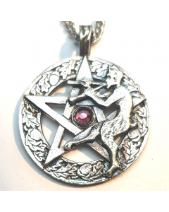 Pan Mit Pentagramm groß Amulett  Thor Schutzsymbol 925er Silber Talisman: 34 mm