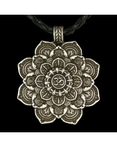 Lotus Blume Ornament Indian Mandala Om ZeichenYoga Zinn mit Band
