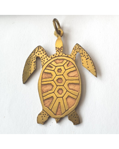 Schildkröte Amulett Messing Kupfer Talisman: 38 mm