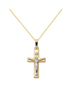 Anhänger Kreuz mit massiver Goldkette 1,1 mm 333-8 Karat Gold Juwelier Qualität