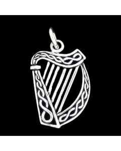 Keltische Irische Harfe Schmuck Anhänger 925er Silber klein Irish Harp 23x13mm
