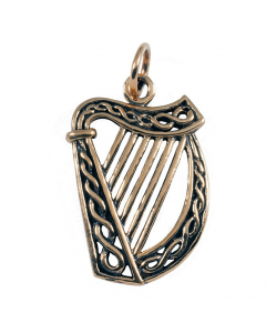 Keltische Irische Harfe Anhänger groß Bronze Irish Harp Keltische Knoten 17x30mm