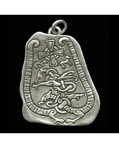 87.95 Runenstein-Amulett gross Schmuck Anhänger Silber Runen Wikinger 35x48m 949-VP57_Runenstein Wikinger Anhänger aus Silber