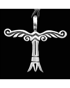 11.95 Irminsul-Amulett Schmuck Anhänger groß Zinn mit Stoffband Wikinger 949-VP69-Zinn Wikinger Anhänger aus Silber