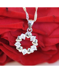 Edler Herz Anhänger mit fünf Steinen Zirkonia Crystal wahlweise mit Kette 925 Silber