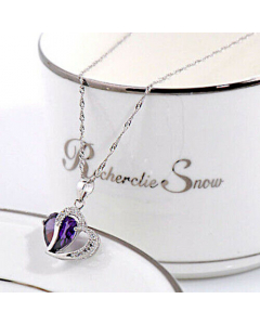 Edle Herzkette Herz Anhänger Zirkonia Crystal mit Singapurkette 925 Si