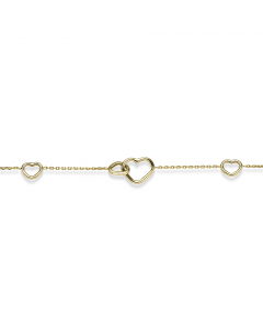 Halskette Herzchen mit Ankerkette diamantiert 585 - 14 Karat Gelbgold 45 cm