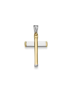 Anhänger Kreuz massiv Gold - 585 14 Karat Gelbgold und Weißgold