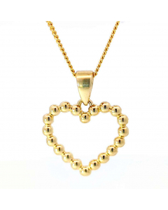 Anhänger Herz 585 Kügelchen 14 Karat Gold mit massiver Goldkette 1,1 mm 585-14 Karat Gold Juwelier Qualität
