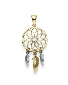 Anhänger Traumfänger 585 14 Karat Gold mit massiver Goldkette 1,1 mm 585-14 Karat Gold Juwelier Qualität