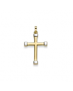 Anhänger Kreuz massiv Gold - 585 14 Karat Gelbgold und Weißgold