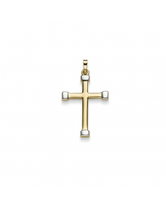 Anhänger Kreuz bi-color 585 14 Karat Gold mit massiver Goldkette 1,1 mm 585-14 Karat Gold Juwelier Qualität
