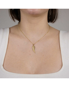 Anhänger Flügel 585 - 14 Karat Gelbgold wahlweise mit massiver Goldkette Panzerkette - 8 Karat Gelbgold - Länge nach Wahl