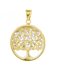 Anhänger Lebensbaum 585 14 Karat Gold mit massiver Goldkette 1,1 mm 585-14 Karat Gold Juwelier Qualität