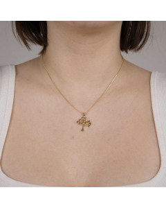 Anhänger Lebensbaum mit Herzen 585 14 Karat Gold mit massiver Goldkette 1,1 mm 585-14 Karat Gold Juwelier Qualität