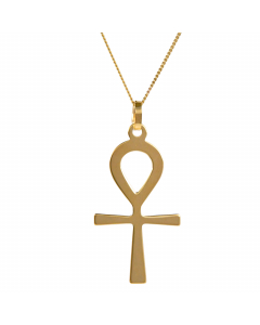 Anhänger ägyptisches Kreuz mit massiver Goldkette 1,1 mm 333-8 Karat Gold Juwelier Qualität