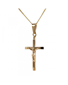 Anhänger Kreuz mit Korpus mit massiver Goldkette 1,1 mm 333-8 Karat Gold Juwelier Qualität