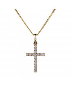 Anhänger Kreuz mit Zirkonia mit massiver Goldkette 1,1 mm 333-8 Karat Gold Juwelier Qualität