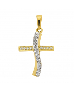 Anhänger Kreuz mit Zirkonia mit massiver Goldkette 1,1 mm 333-8 Karat Gold Juwelier Qualität