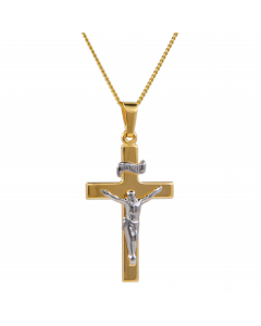 Anhänger Kreuz mit Korpus mit massiver Goldkette 1,1 mm 333-8 Karat Gold Juwelier Qualität