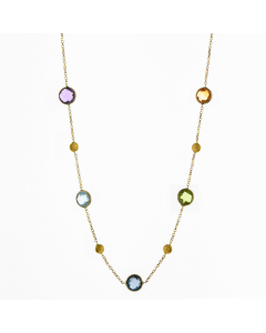 Kette mit Farbsteinen Zirkonia massiv 585 - 14 Karat Gold hochwertige Goldkette 45 cm