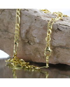 3,4 mm 585 - 14 Karat Gold Halskette Figarokette massiv Gold hochwertige Goldkette  - Länge nach Wahl