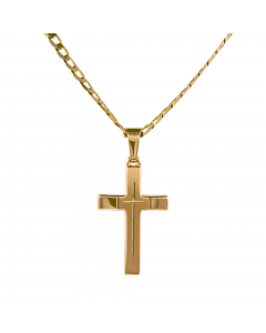 Anhänger Kreuz aus massiv 585 - 14 kt Gelbgold  mit massiver Goldkette 2,6 mm 333 - 8 Karat Gold