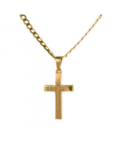 Anhänger Kreuz aus massiv 585 - 14 kt Gelbgold  mit massiver Goldkette 2,6 mm 333 - 8 Karat Gold