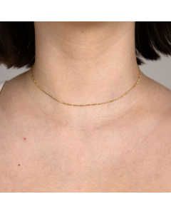 1,1 mm 50 cm 585 - 14 Karat Gold Halskette Figarokette massiv Gold hochwertige Goldkette  1,7 g