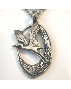 Frejas Heiliger Reiher groß Amulett 925er Silber Talisman Vogel 43 mm