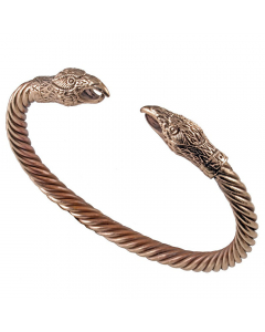 Armreif Wikinger Raben-Köpfe Bronze Armspange groß