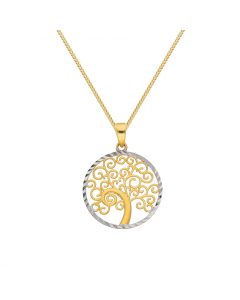 Anhänger Lebensbaum mit massiver Goldkette 1,1 mm 333-8 Karat Gold Juwelier Qualität