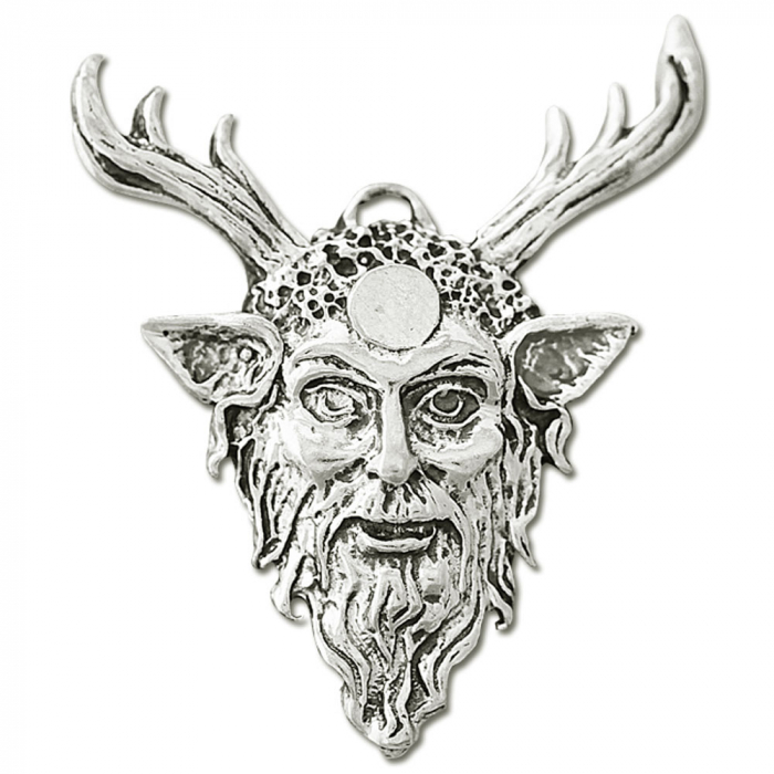Cernunnos Schmuck Anhänger versilbert mit Kette und Satinbeutel 35x30mm