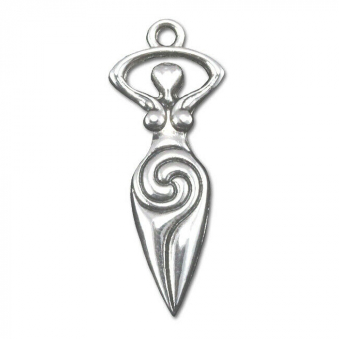 Spiral-Göttin Schmuck Anhänger versilbert mit Kette und Satinbeutel 40x13mm