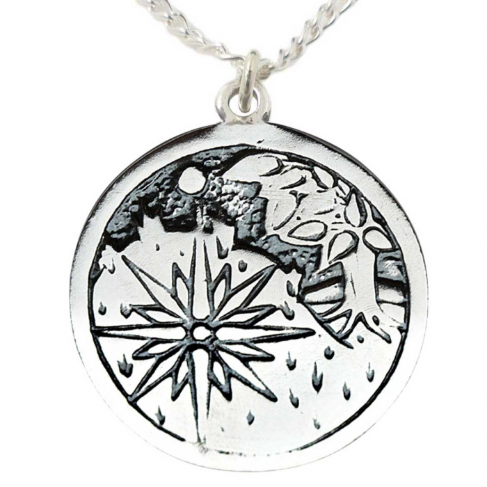 Sidhe Keltische Sternzeichen Schmuck Anhänger versilbert mit Kette und Satinbeutel 17.Mai - 8.Juni 25mm Durchmesser