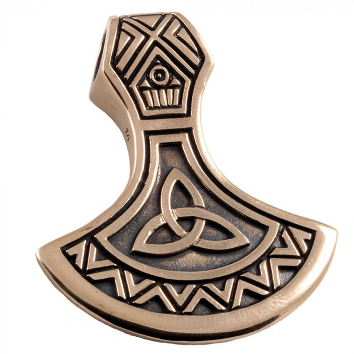 Axt Amulett Runen Inschrift Bronze Anhänger Schmuck Wikinger Triquetra