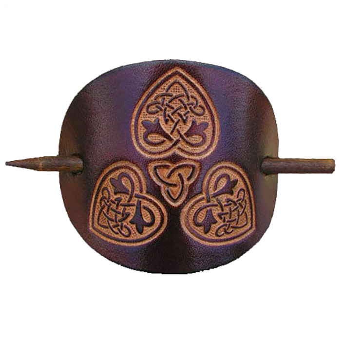 Keltische Lederhaarspange Schmuck 10cm x 6,5cm