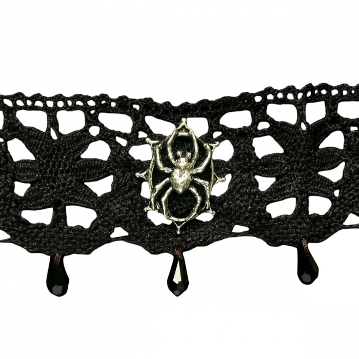 Spinnen Halskette ALCHEMY GOTHIC  P 349 Aracnathea Lace Choker Anhänger Schmuc