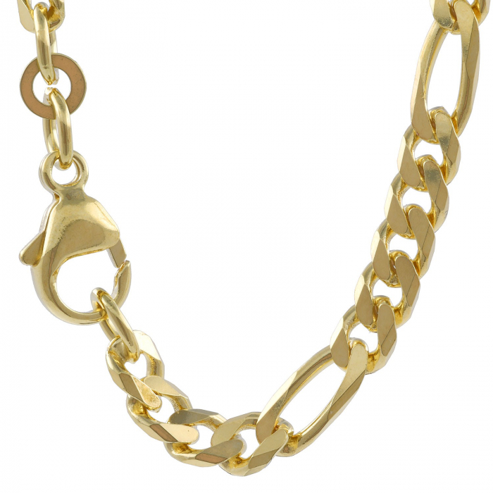 4,3 mm 60 cm 750 - 18 Karat Gold Halskette Figarokette massiv Gold hochwertige Goldkette  - Länge nach Wahl