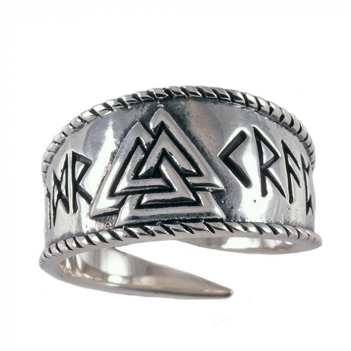 Valknutring, verstellbar klein 925er Silber Größe 52-60